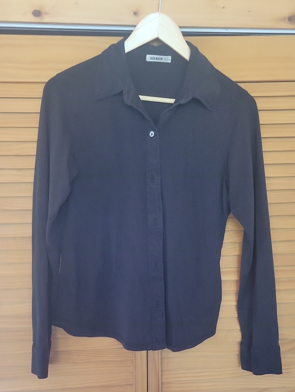 Buck Mason Black Button-Front Long-Sleeve Button Up Shirt, Large